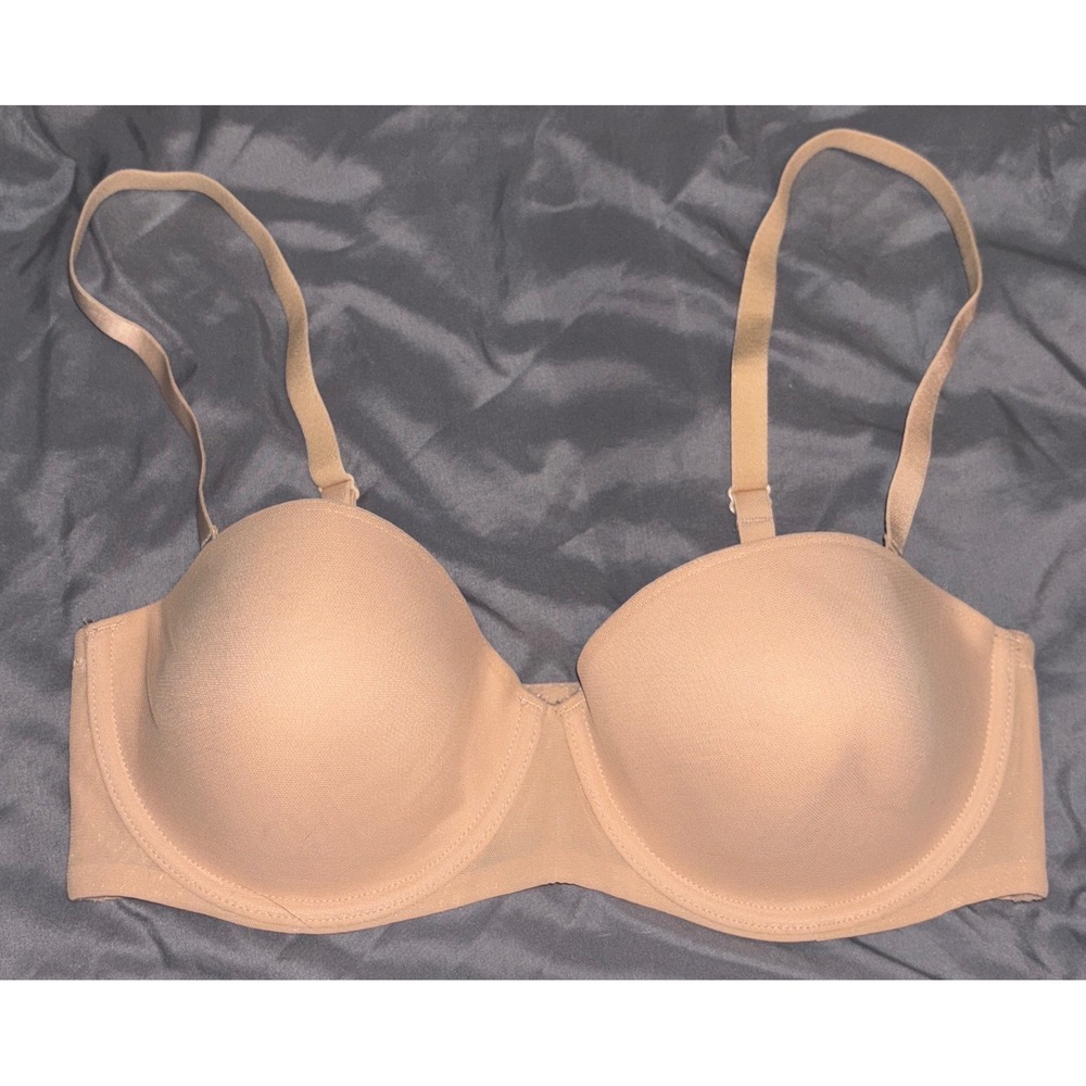 Auden Beige Lightly Lined Strapless Underwire Bra, Size 34D
